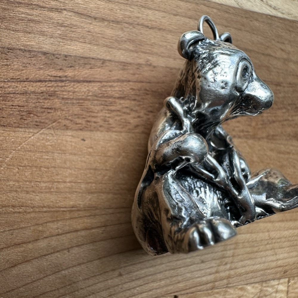 Vintage Sitting Panda Bear Bamboo‎ Puffy Pendant 1.75 Inch 925 Sterling 12.3g - Picture 2 of 10